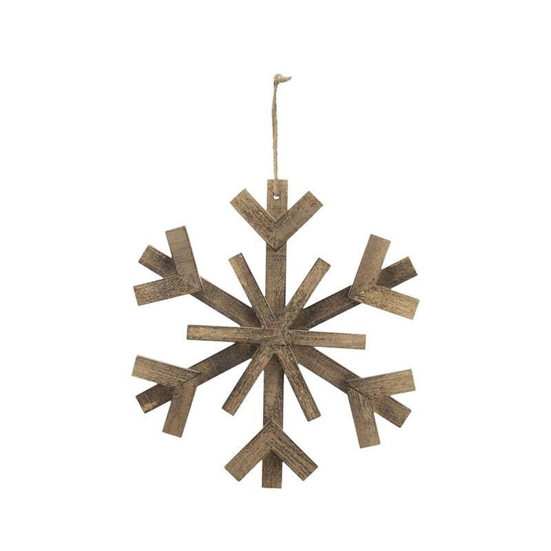 17.7" x 17.7" Large Fir Wood Snowflake Ornaments, Hanging Home Decor Accents for Christmas Tree, Wall Art, Set of 2