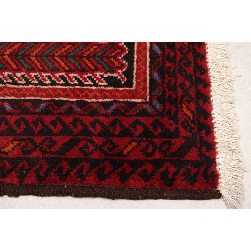 ECARPETGALLERY Hand-knotted Baluch Ivory, Red Wool Rug - 3'5 x 6'1