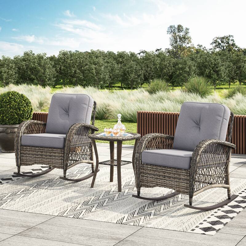 Corvus Salerno Outdoor Handwoven Resin Wicker Rocking Chair