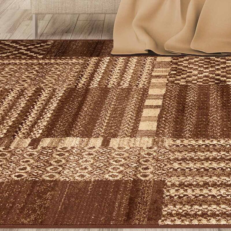 Superior Modern Block Patchwork Power-Loomed Indoor Area Rug