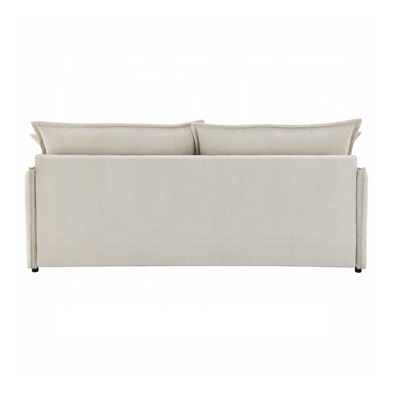 Chenille Upholstered Sofa with Pull-Out Sleeper Design in Beige