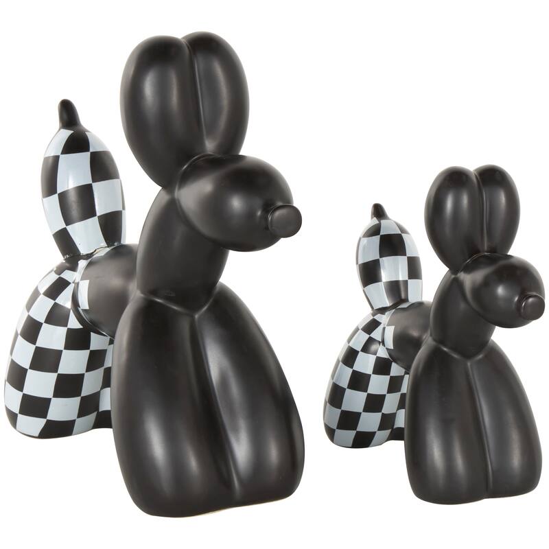 Gold Porcelain Ceramic Balloon Dog Sculpture (Set of 2) - Gold, Silver, White, Black, Multi Colored