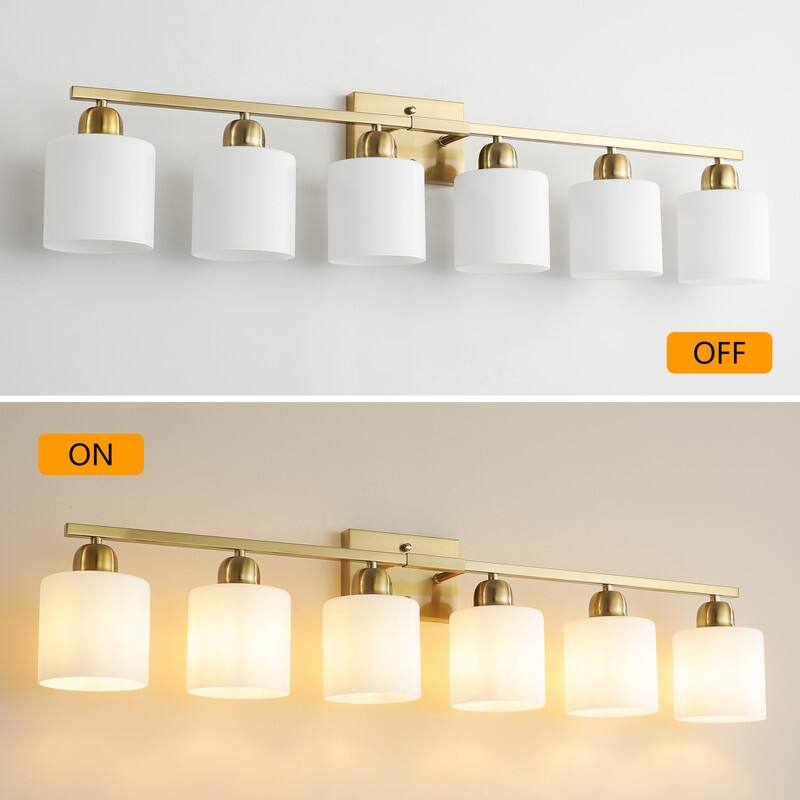 Modern Bathroom Vanity Light With Frosted Milk Glass Shades