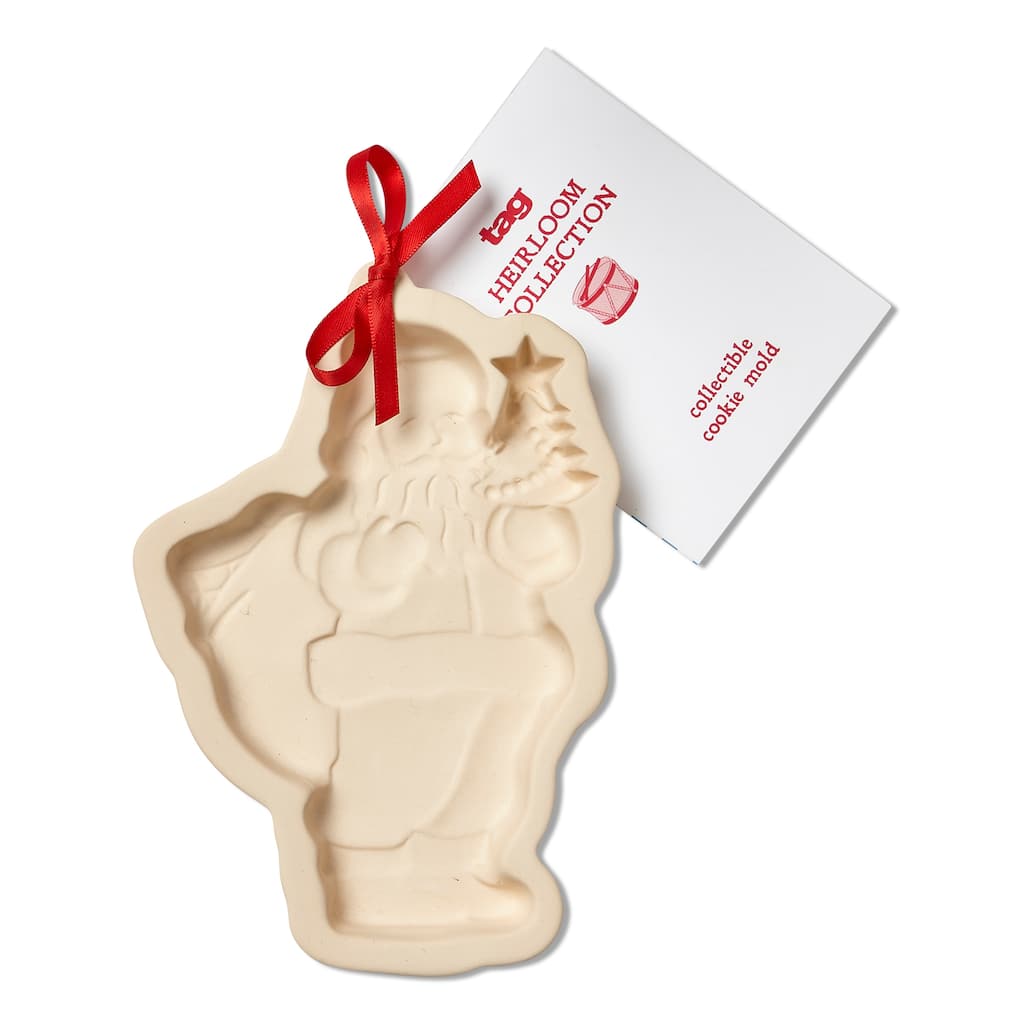 Vintage Santa Stoneware Cookie Mold Stamp Decoration