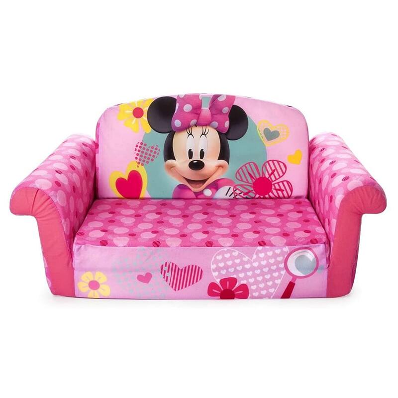 Marshmallow Furniture 2-in-1 Kids Flip Open Sofa Furniture Couch, Minnie Mouse - 2.5