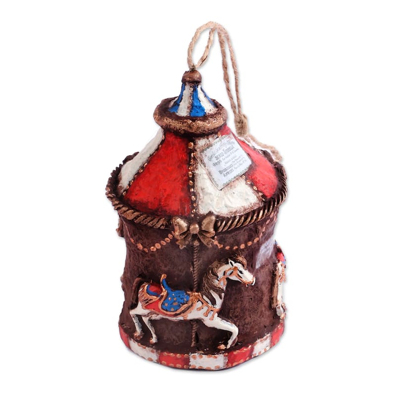 Novica Handmade Sweet Carousel Papier Mache Ornament