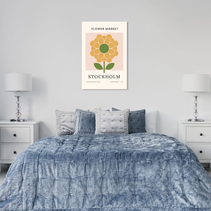 Wynwood Studio Canvas Floral and Botanical Flower Market Stockholm Green and Modern & Contemporary Wall Art Canvas Print
