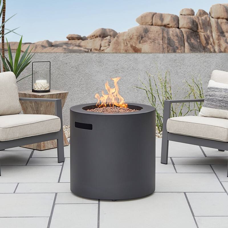 Aegean 24" Round Propane Fire Table in Black by Real Flame