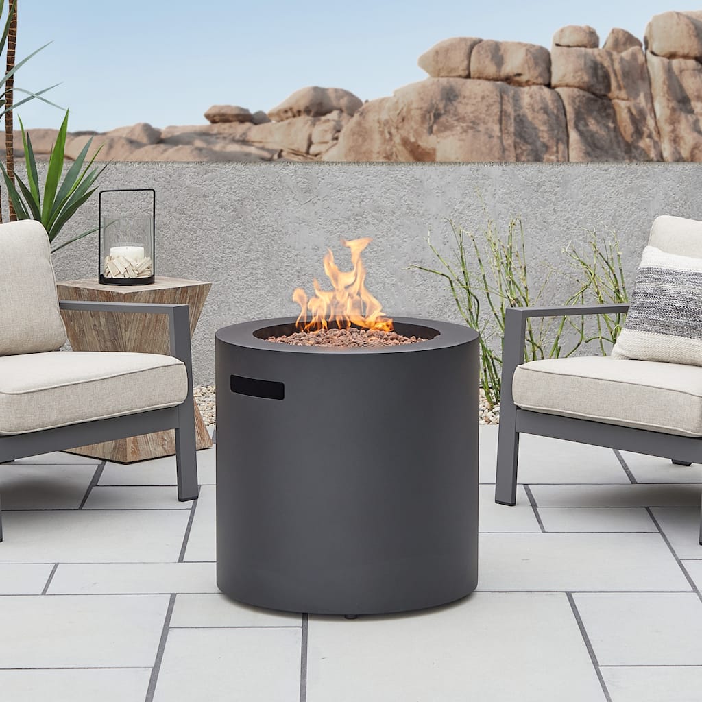 Aegean 24" Round Propane Fire Table in Black by Real Flame