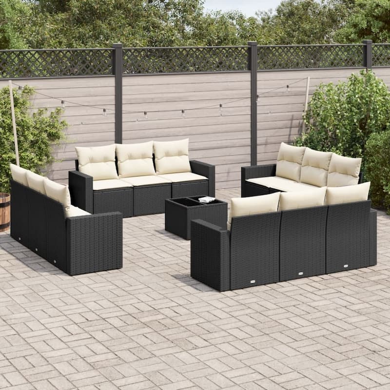 vidaXL Garden Sofa Set Black, Cream White - 21.7 x 21.7 x 14.6