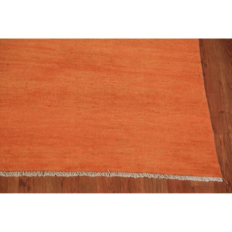 Gabbeh Oriental Area Rug Hand-Knotted Orange Wool Carpet - 6'5" x 9'6"