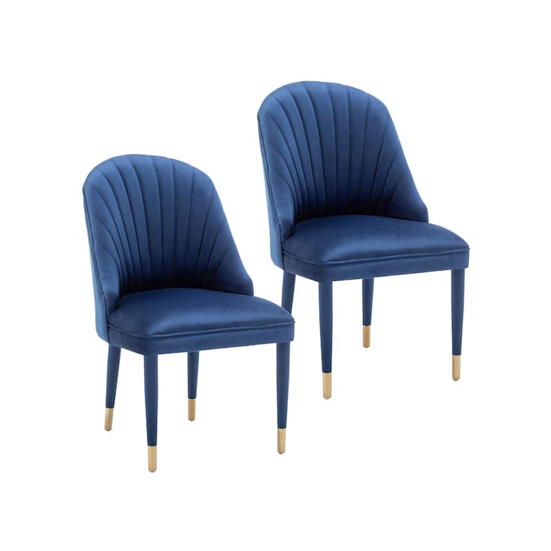 Porthos Home Wren Velvet Dining Chairs with Velvet Covered Rubberwood Legs, Set of 2 - Blue