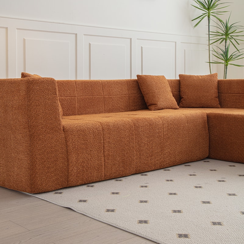 L-Shaped Modular Deep Seat Cloud Sofa Floor Sectional Couch