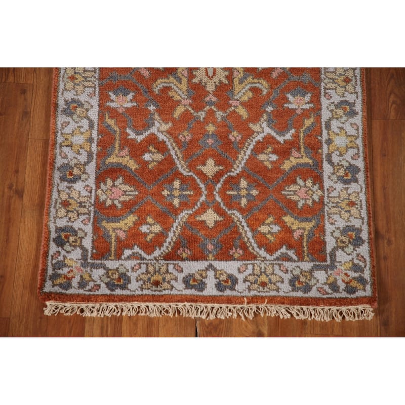 Orange Heriz Serapi Indian Area Rug Hand-knotted Wool Carpet - 2'7"x 5'11"