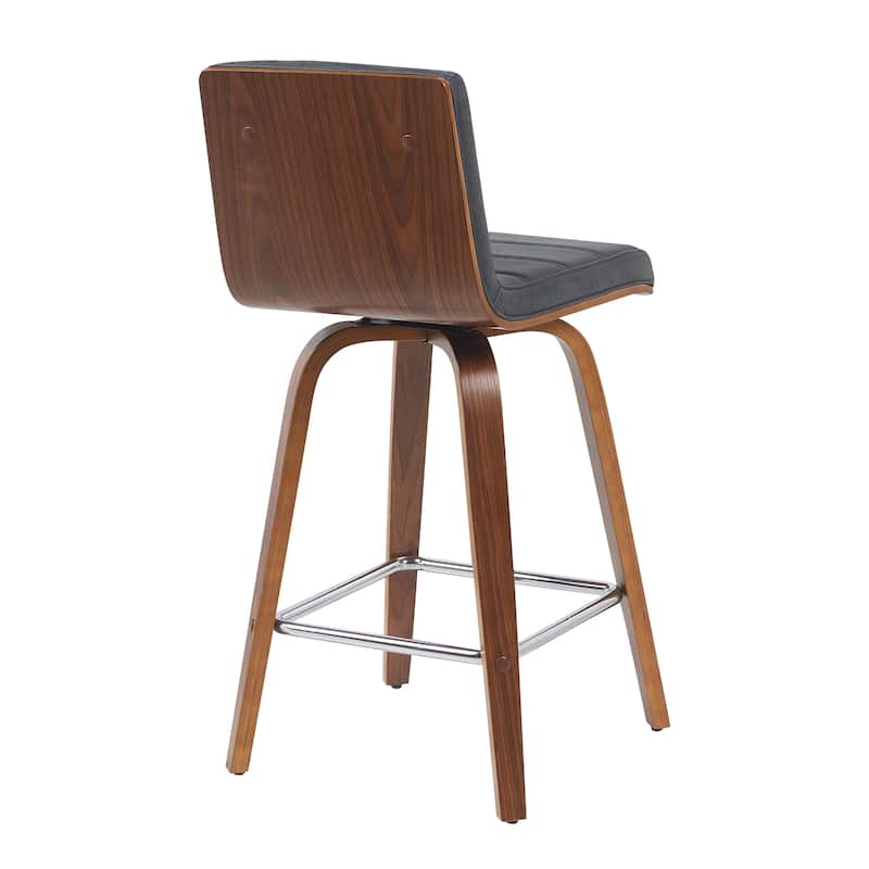 Skara Mid-Century Swivel Counter Stool, Upholstered Counter Height Chair with Bentwood Legs