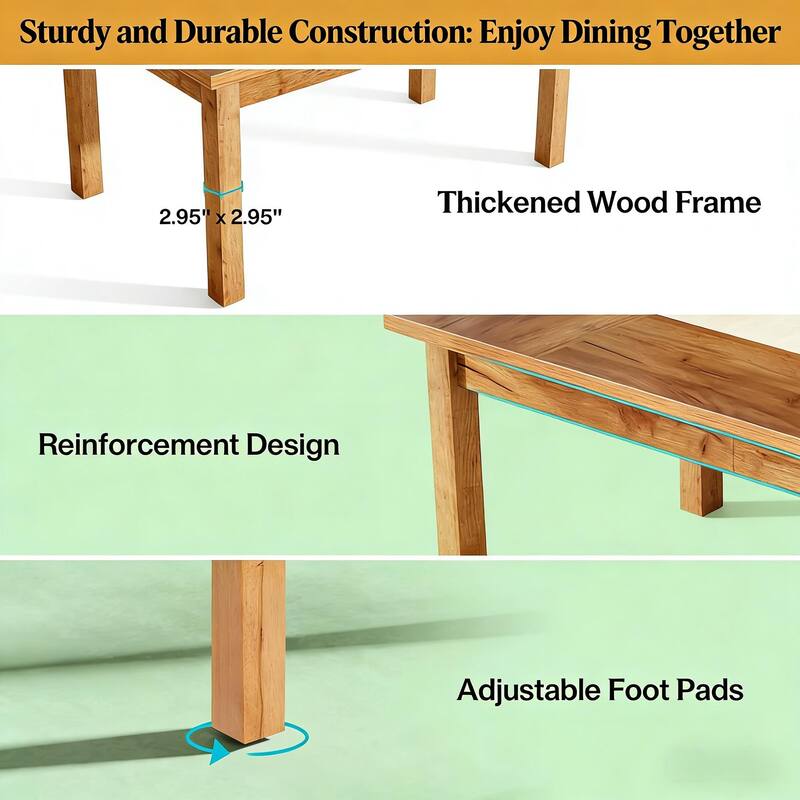 Dining Table for 6-8, Wood Meeting Table Coffee Table with Sturdy Legs, Large Kitchen Table Work Table