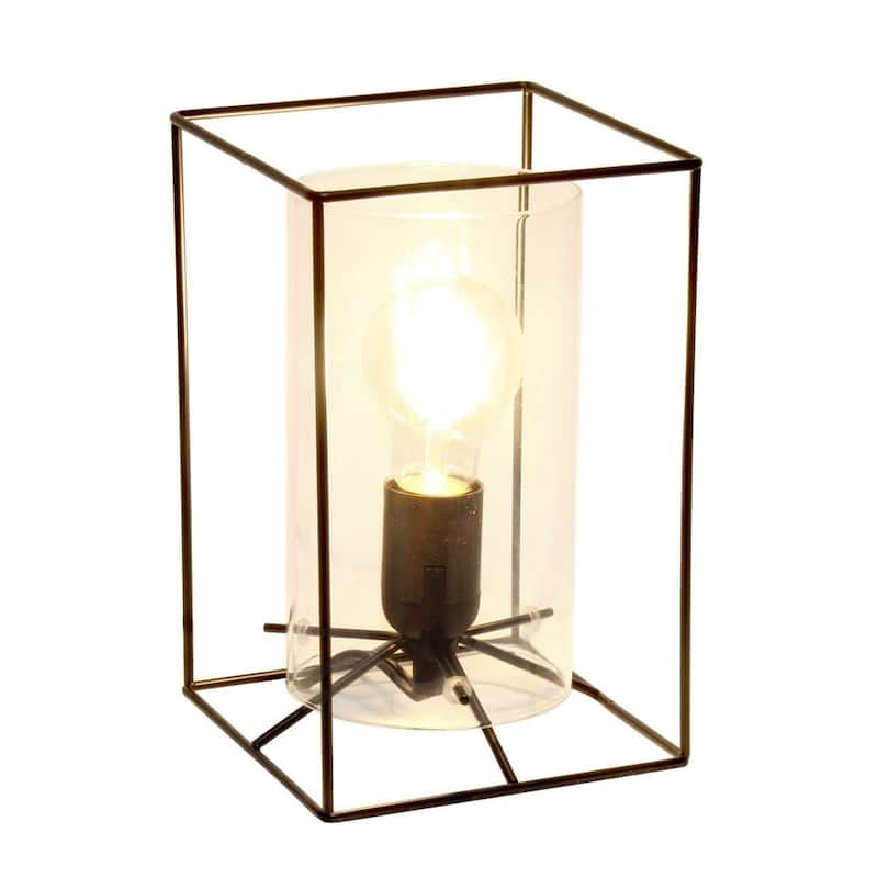 Lalia Home Framed Table Lamp with Clear Cylinder Glass Shade
