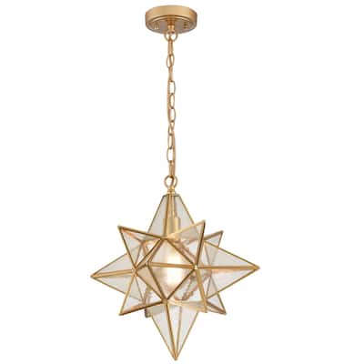 Monaco Moravian Star Pendant / Chandelier Seeded Glass Shade 16 Inches