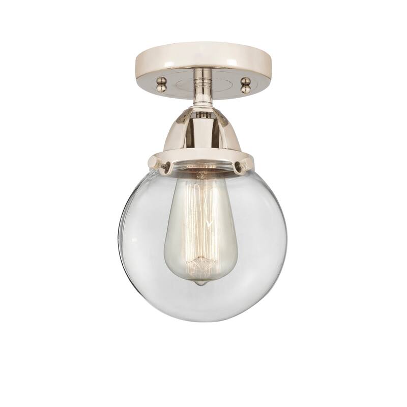 Innovations Lighting Nouveau 2 Beacon - 1 Light 6" Semi-Flush Mount - Clear/Polished Nickel