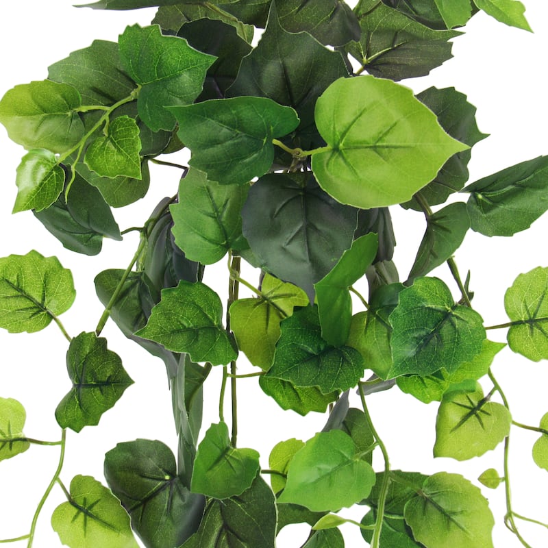 Artificial Cottonwood Ivy Leaf Vine Hanging Plant Greenery Foliage Bush 24in - 24" L x 12" W x 6" DP
