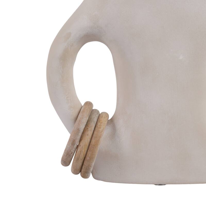 Pottery Vase Dual Ring Handles Sculptural Accent Handcrafted Form