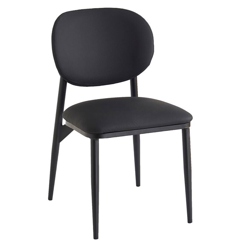Modern Faux Leather and Metal Dining Chair, Set of 4 - Black