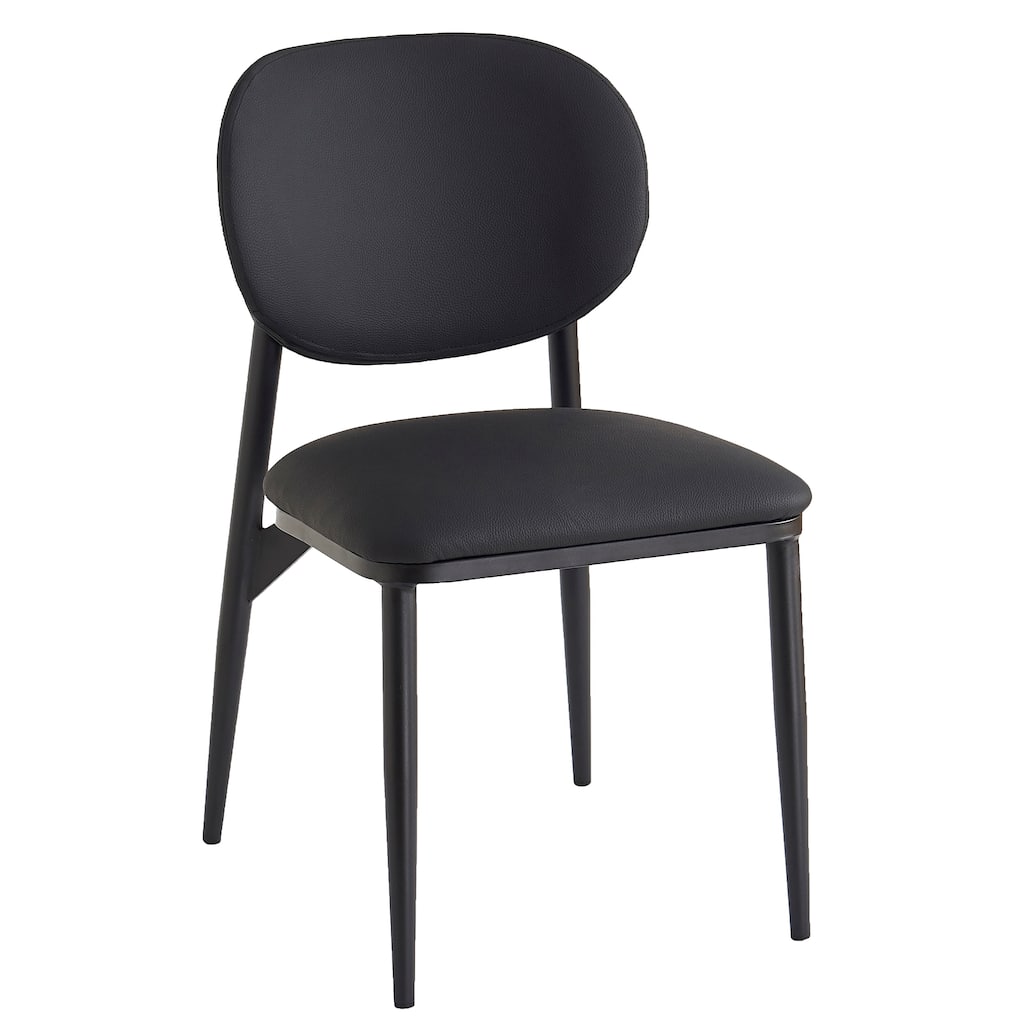 Modern Faux Leather and Metal Dining Chair, Set of 4
