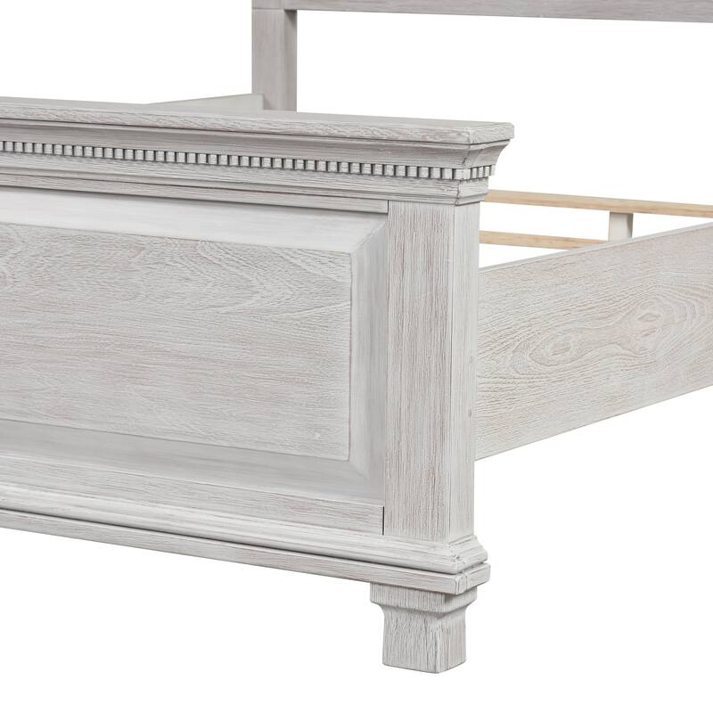 Furniture of America Eleanor 3-Piece Weathered Grey Solid Wood Panel Bedroom Set with Dentil Molding