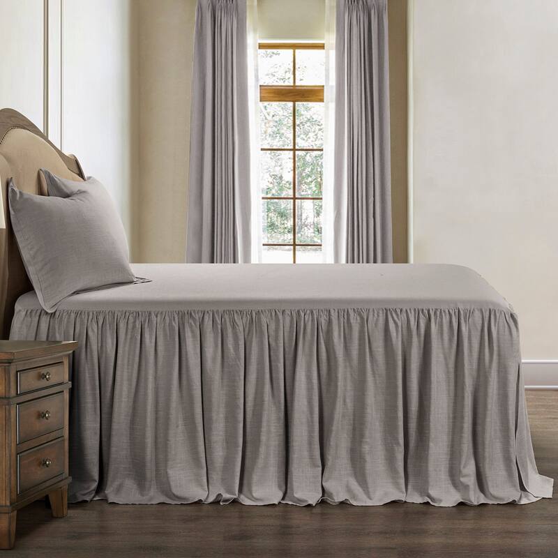 HiEnd Accents Luna Washed Linen Romantic Shabby Chic 3 Piece Bedspread Set