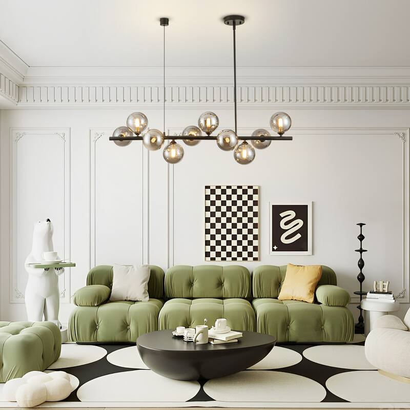 Sputnik chandelier Linear Chandelier with Glass Globes - 10-Light