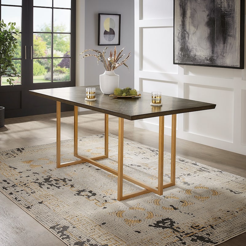 Denver Charcoal Brown and Gold 68" Rectangular Dining Table from iNSPIRE Q Modern