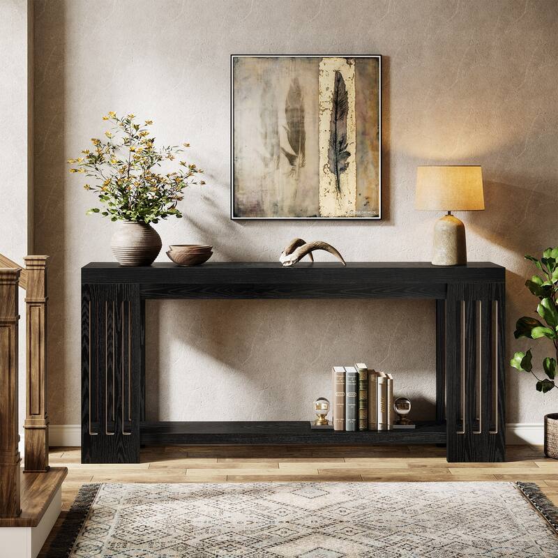 70.9-Inch Console Table, 2-Tier Sofa Table, Long Entryway Table for Living Room, Hallway, Entrance, Foyer
