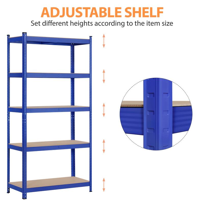 Yaheetech 71in 5-Tier Metal MDF Storage Rack, Adjustable Shelves, 386lb Capacity for Each Shelf