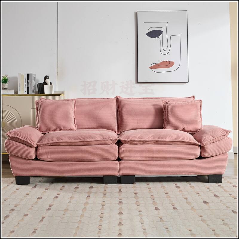 Corduroy Sofa Sleeper with Pillows - Pink