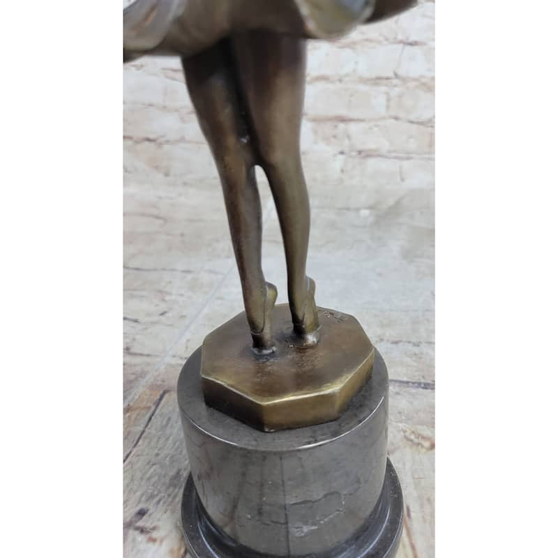 Hot Cast Bronze Young Ballerina Ballet Dancer Girl In Tutu On Marble Base