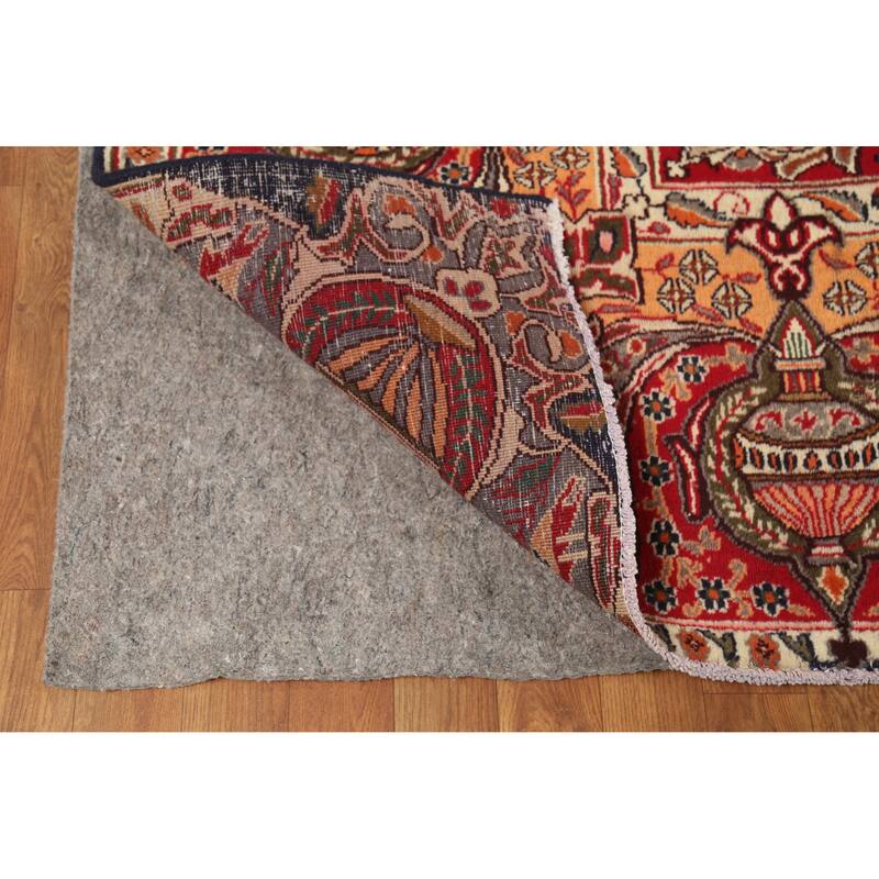 Hand Knotted Oriental 100% Wool Carpet Traditional Floral Navy Blue & Blues Kashmar Area Rug - 12' 1'' X 9' 5''