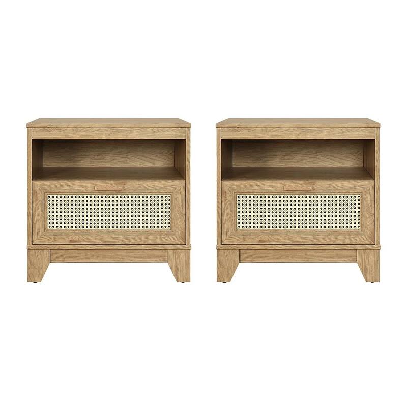 Manhattan Comfort Sheridan Modern Cane Nightstand Set of 2
