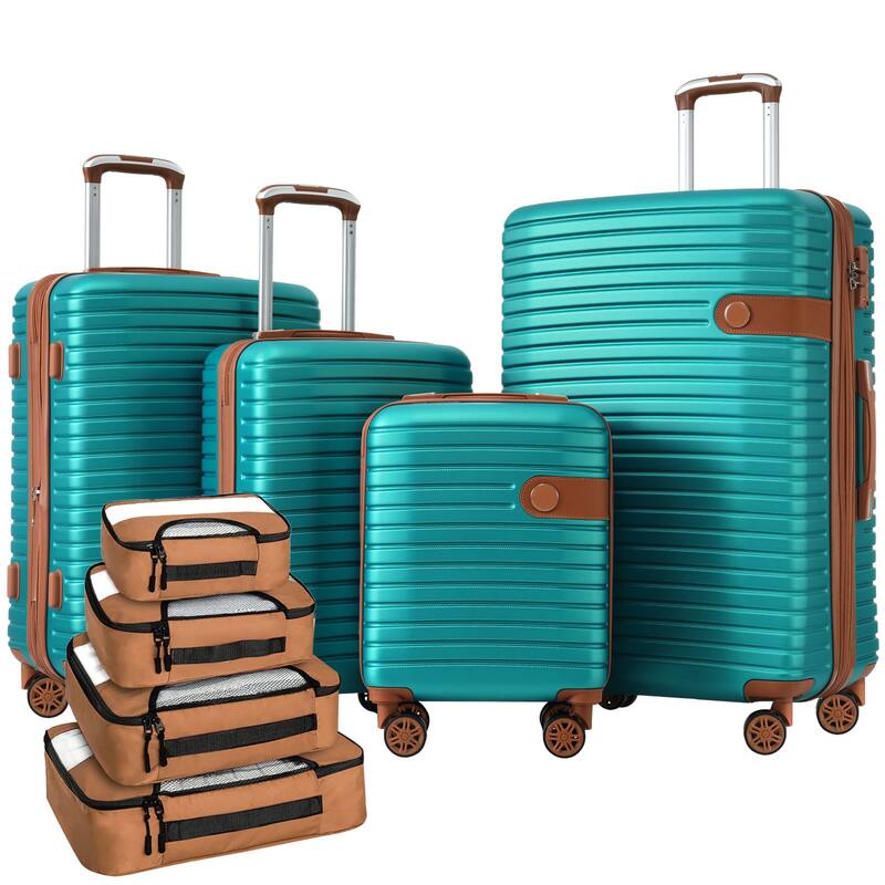 4 Piece Luggage Set Suitcase Set, Hardshell Lightweight Expandable Travel Luggage w/ 4 Packing Cubes, TSA Lock, Spinner Wheels