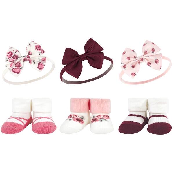 slide 1 of 1, Hudson Baby Infant Girls Headband and Socks Giftset, Rose, One Size - Rose 6-Piece Rose 6-Piece - One Size