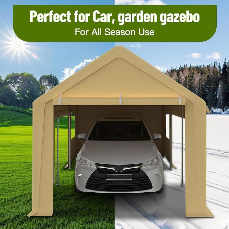 10x20 Ft Metal Carport Oversized Portable Garage for Cars, Trucks and Boats - 10X20 Ft