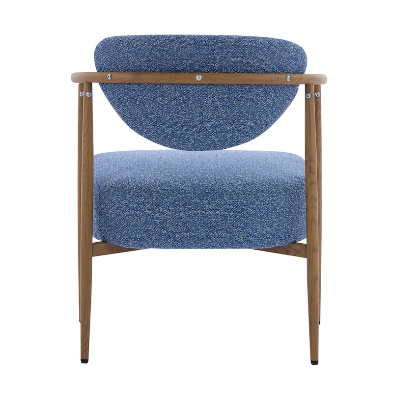 Anmytek Mid Century Modern Accent Chair Blue Fabric Wood Legs Reading Nook Living Room
