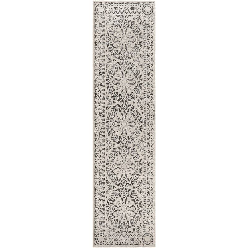 Livabliss Bahar Traditional Medallion Area Rug - 2' 7" x 10' - Charcoal/Beige