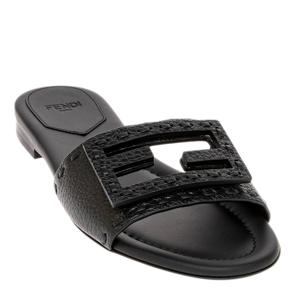 Fendi Baguette Leather Slides