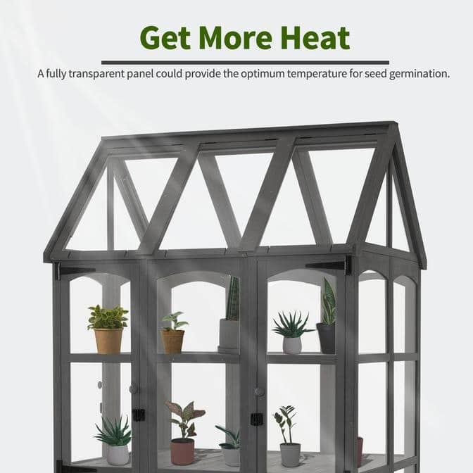 MCombo Wooden Greenhouse, Outdoor Greenhouse with Adjustable Roof Vent and 8 Lockable Door, 48" x 38.8" x 83.9" , 0851
