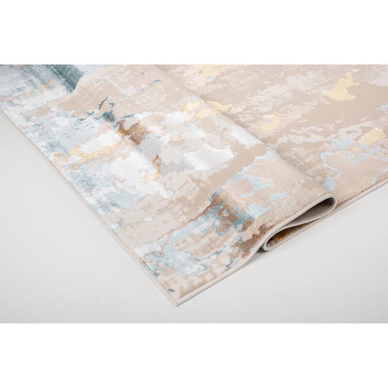 London Collection Cream/ Brown Abstract Area Rug