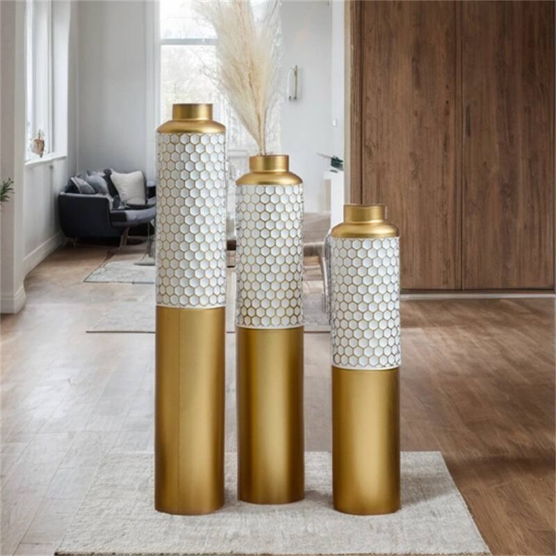Droplet Shaped Home Decorated Floor Metal Vases (Set of 3)