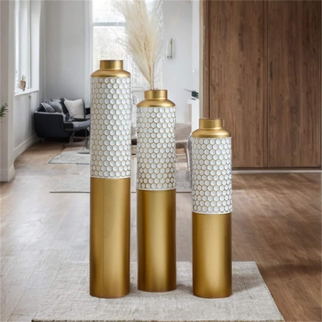 Droplet Shaped Home Decorated Floor Metal Vases (Set of 3)