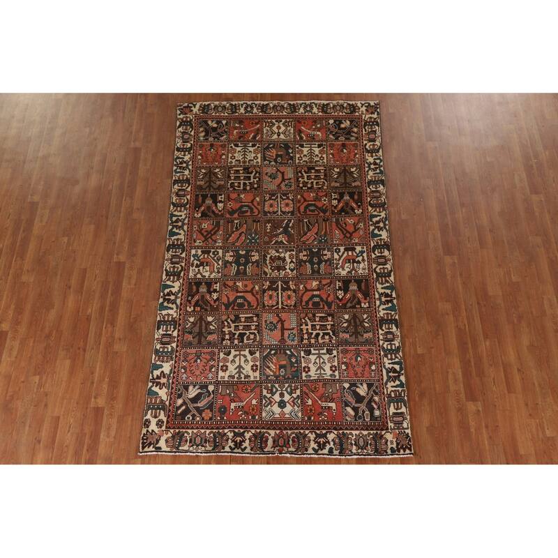 Garden Design Bakhtiari Persian Vintage Area Rug Handmade Wool Carpet - 5'0"x 9'0"
