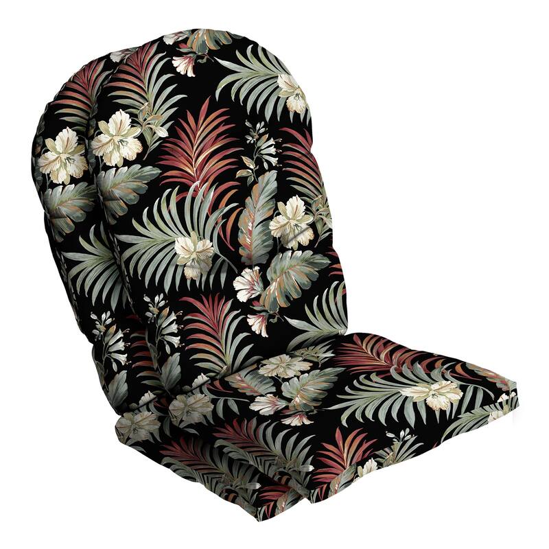 ARDEN Outdoor Plush Modern Tufted Adirondack Cushion, Set of 2, 20 x 18 - Simone Black Tropical