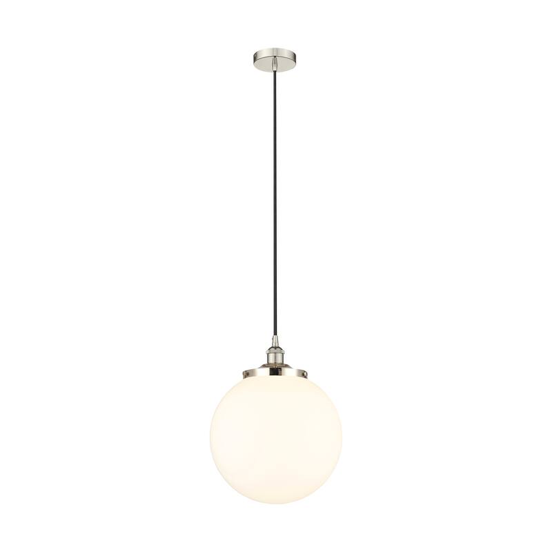 Innovations Lighting Beacon - 1 Light 14" Cord Hung Mini Pendant. - Polished Nickel/Matte White